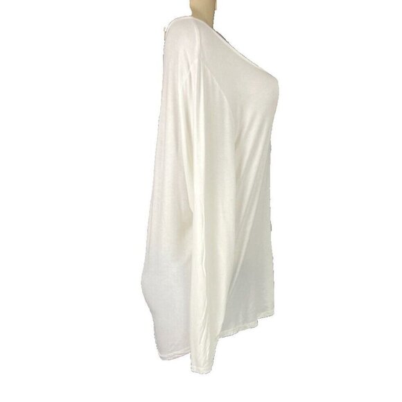 Calvin Klein XL Eggshell Semi-Sheer Scoop Neck Logo Bar Rayon Long Sleeve Top - Picture 3 of 6